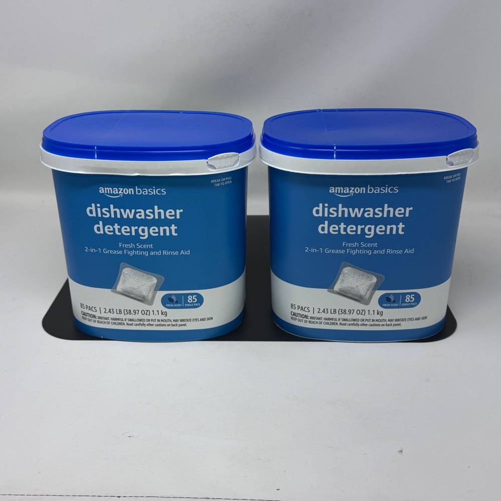 2 Amazon Basics Dishwasher Detergent Pacs, Fresh Scent, 85 Count New  170 packs